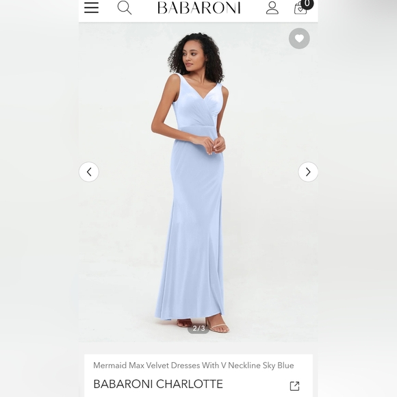 Barbaroni Dresses & Skirts - Barbaroni Mermaid Max Velvet Dresses with V Neckline Sky Blue, Size 8